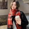 100 Pure Wool Classic British Red Plaid Men's and Women's Autumn and Winter Scarves Couple's Warm Scarves