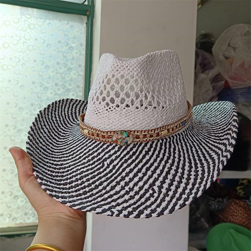 Cowboyhoed mode uitgesneden western cowboy handgeweven harde zomer saffier accessoires neutraal Cowboyhoed zonnehoed sombrero koe