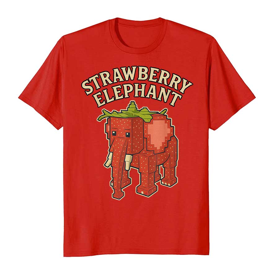 

Strawberry Elephant Funny Brainrot Gaming Meme T-shirt for Women T Shirts Short Sleeve Tops 3XL