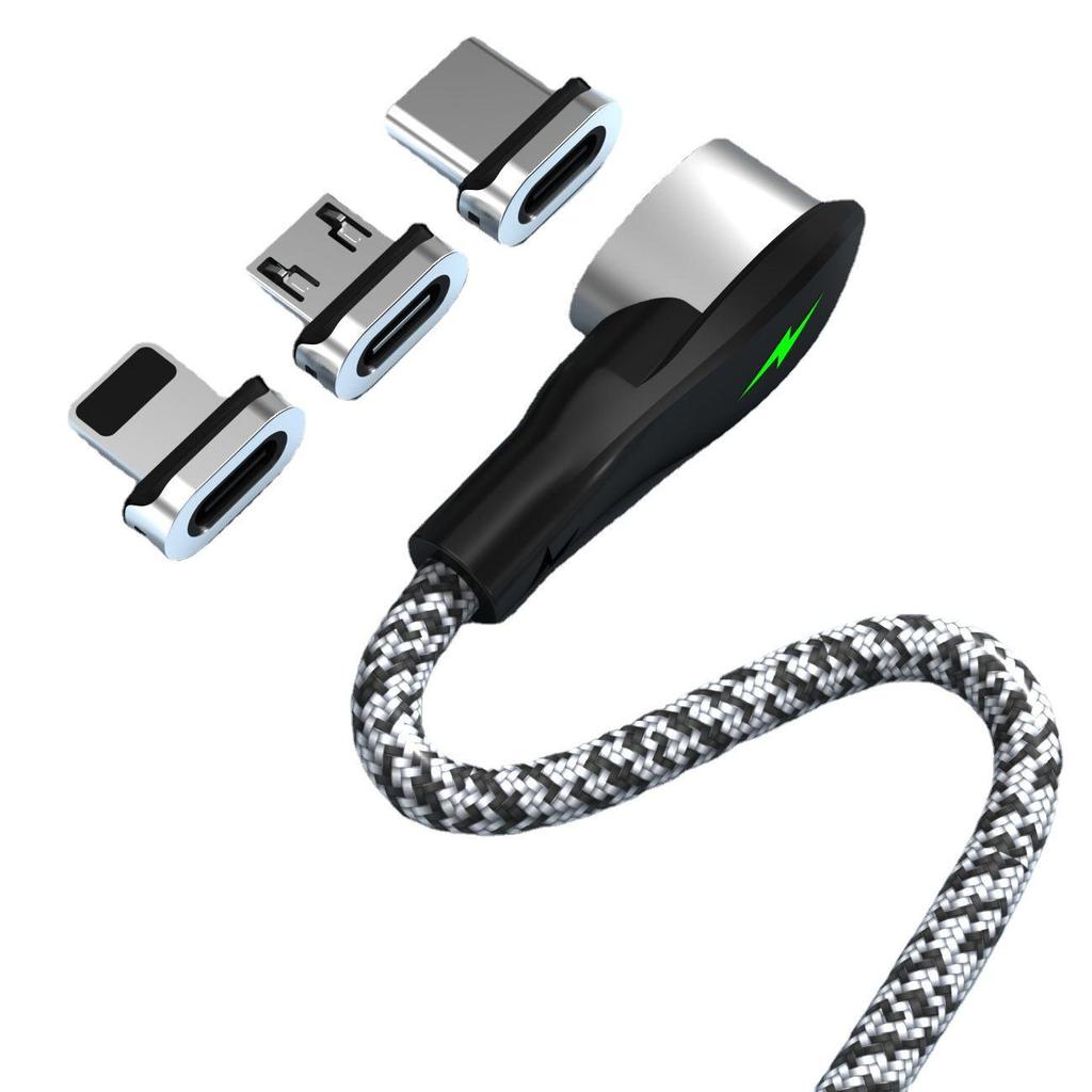 3-in-1 Magnetic Elbow Charging Cable for Apple, Type-C, Android Phones