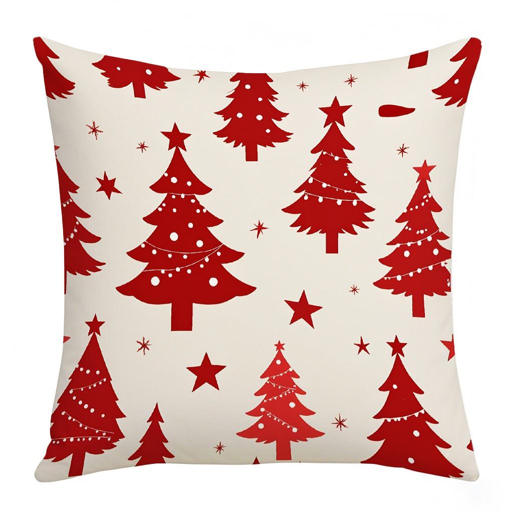 Christmas Red and White Patterned Throw Pillow Cushions Polyester Pillowcase, Sofa Decorative Cushion Cov Headboard Pillow