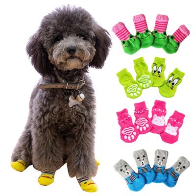 4 pezzi gatti cani cotone caldo antiscivolo modello cartone animato calzini scarpe forniture per animali domestici