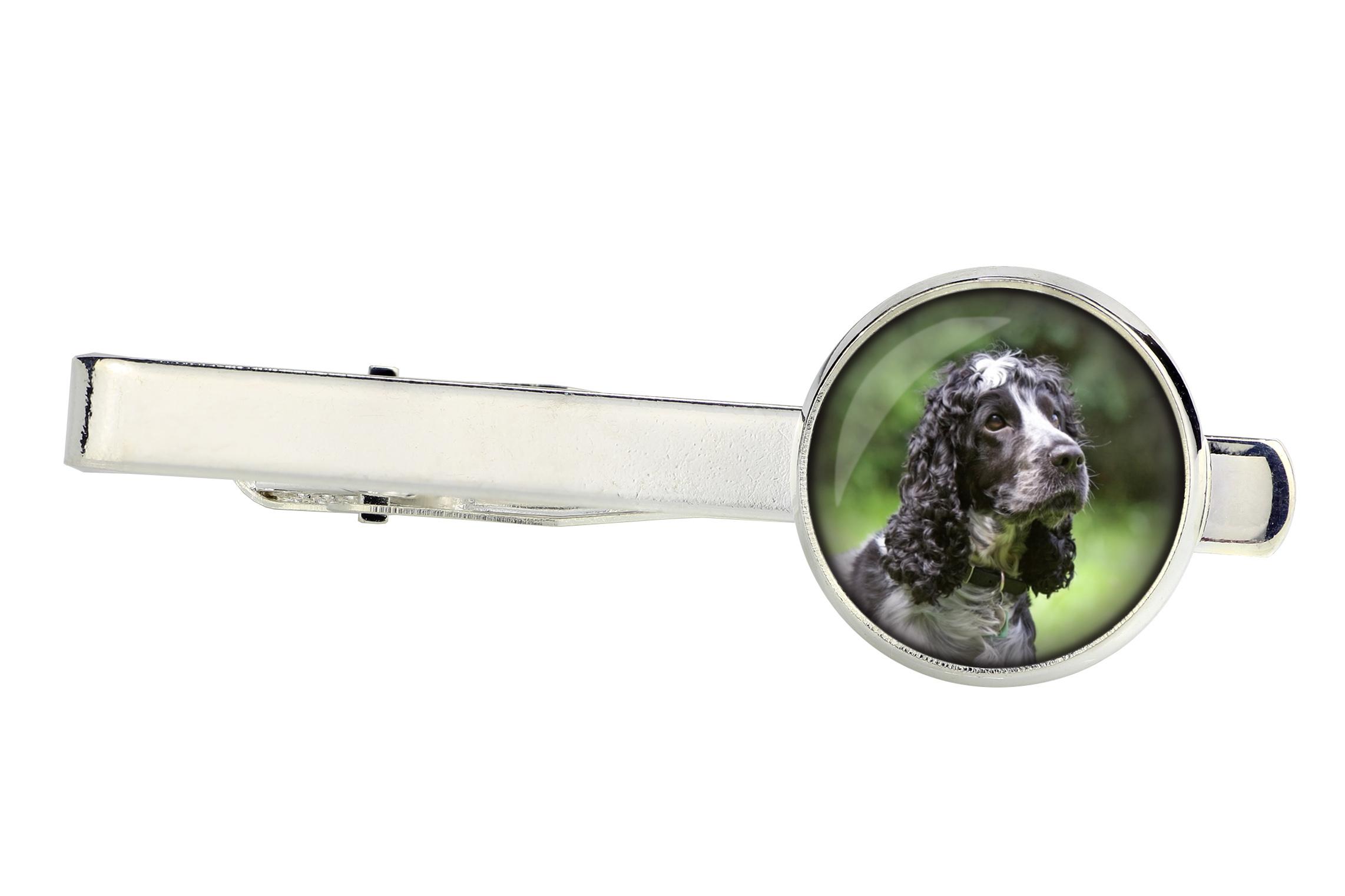 

American Cocker Spaniel, Merry Cocker - tie clip, ornament, jewelry for an evening outfit by Art-Dog срібний