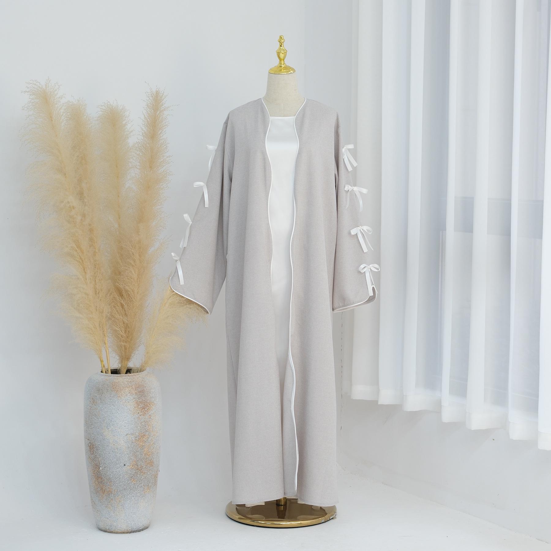 

2024 Loriya Pure Beauty Длинное платье-халат с бантом Абайя (LR800) для Европы, Америки и Ближнего Востока L