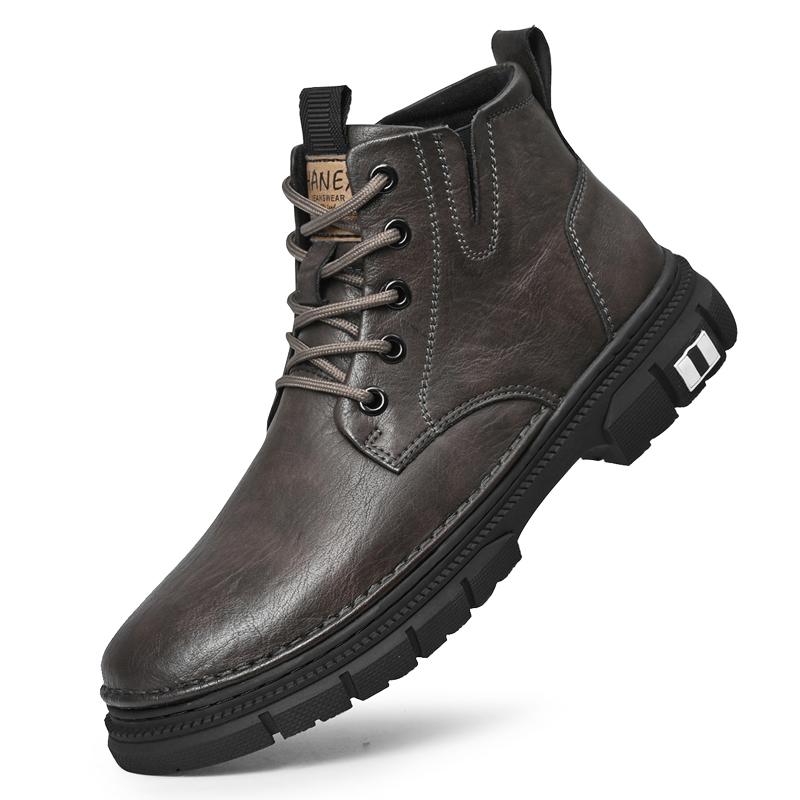 

Высококачественные ботильоны из натуральной кожи для мужчин, мокасины для свиданий, водонепроницаемые мужские ботинки высокого качества, новые ботинки из коровьей кожи 44 коричневый