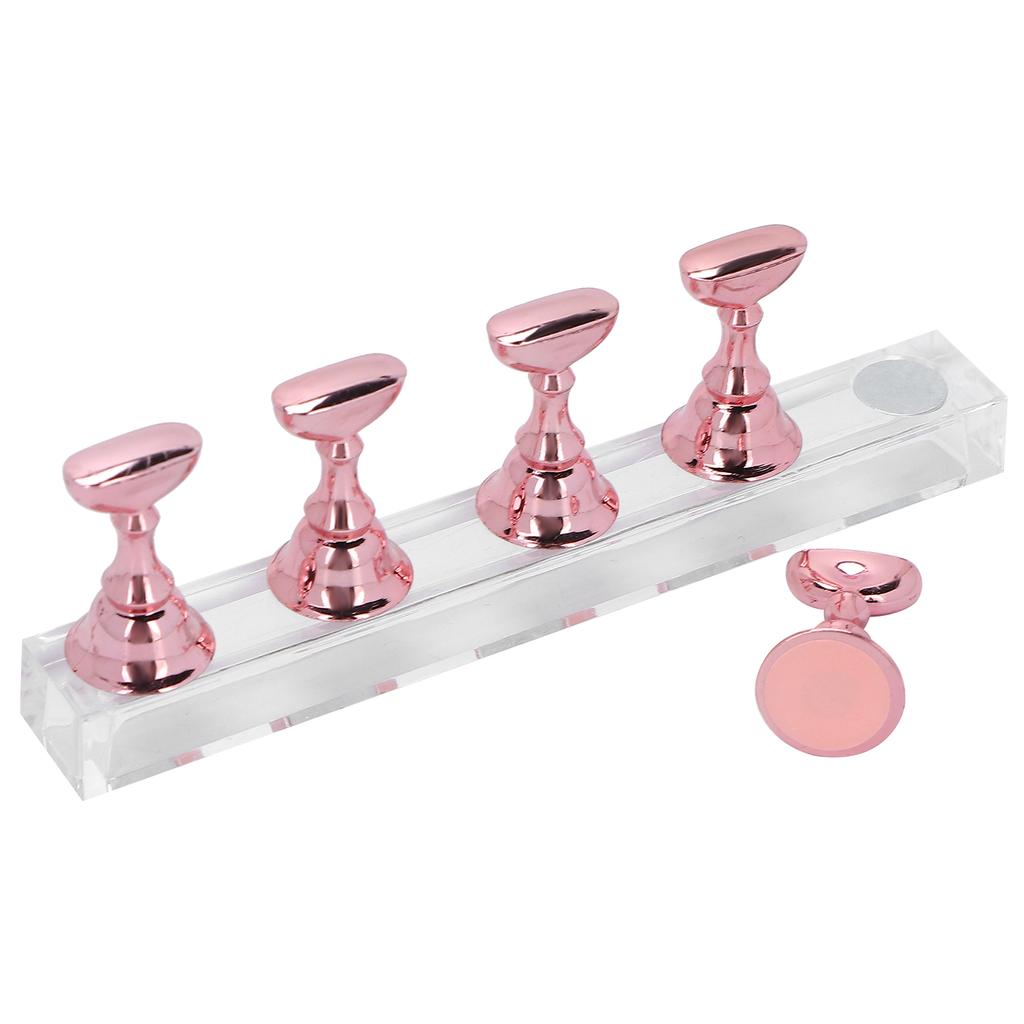 Nail Art Display Practice Stand Magnetic Nail Fingernail Tip Holder Manicure Set ToolRose Pink