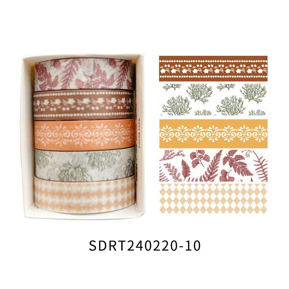 One Box/5 Rolls Retro Art Handheld Stickers High Beauty Film Cute Packaging Basic DIY