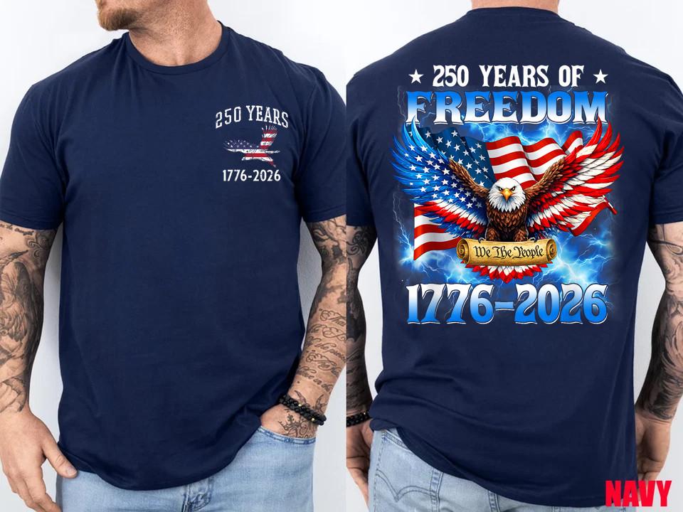 250 Jahre Amerika 1776 2026 250. USA Geburtstag 4. Juli Vorder-/Rückseite T-Shirt