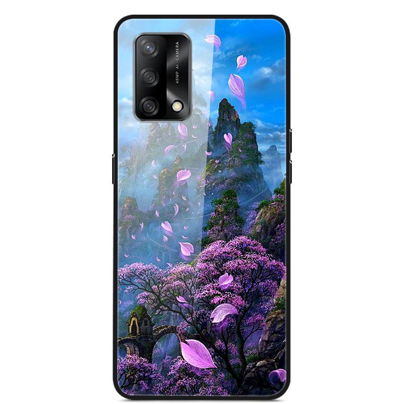 For OPPO A74 4G Case Tempered Glass Hard Phone Case Luxury Case for OPPO A74 5G A 74 Protective Bumper Shockproof Funda Coque