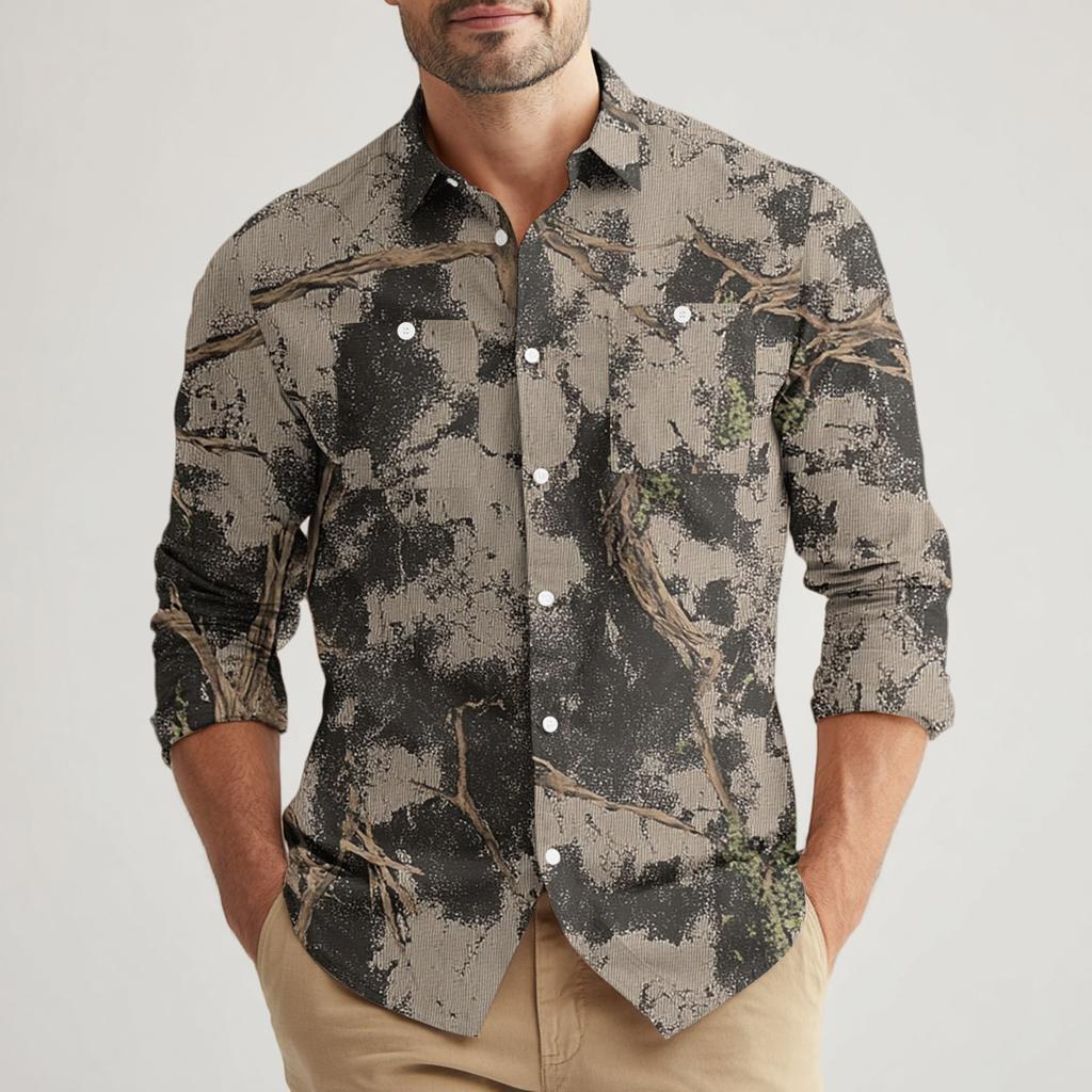 Men's Loose Classic Lapel Multi-pocket Industrial Work Shirt Top