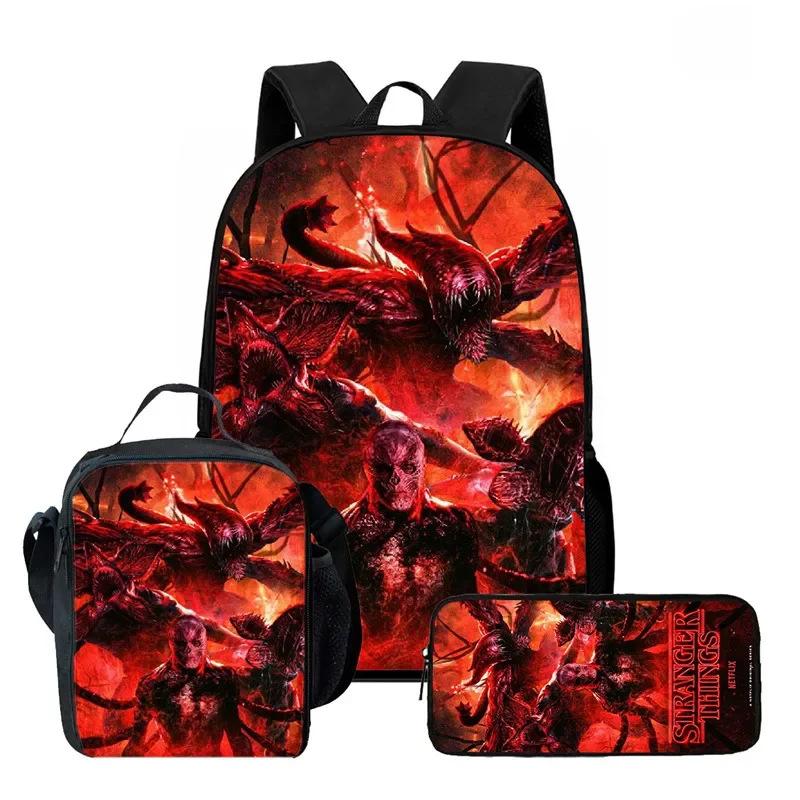 Strangertings Stranger Things Student School Bag Children'S Backpack Satchel Pencil Case