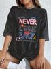 Never Look Back Printing Washed T Shirts Womens Cotton Oversize Streetwear Distressed ONeck Comfortable Tops Summer Clothes