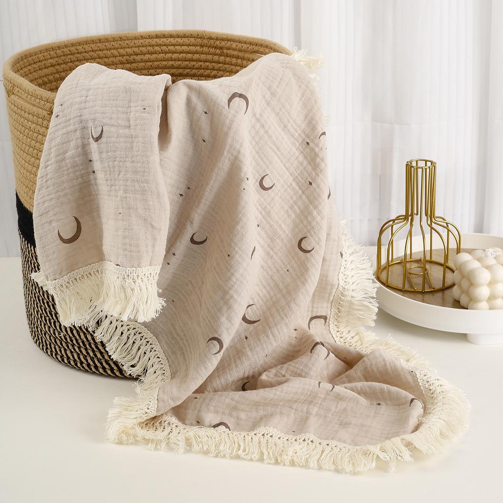 Muslin Baby Swaddle Blanket Cotton Tassel Receiving Blanket for Newborn Baby Items Bedding Swaddle Wrap Babies Stroller Cover
