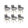 Chaises de salle à manger - MUVOE - Lot de 6 - Velours gris - Design moderne - Rotation 360°