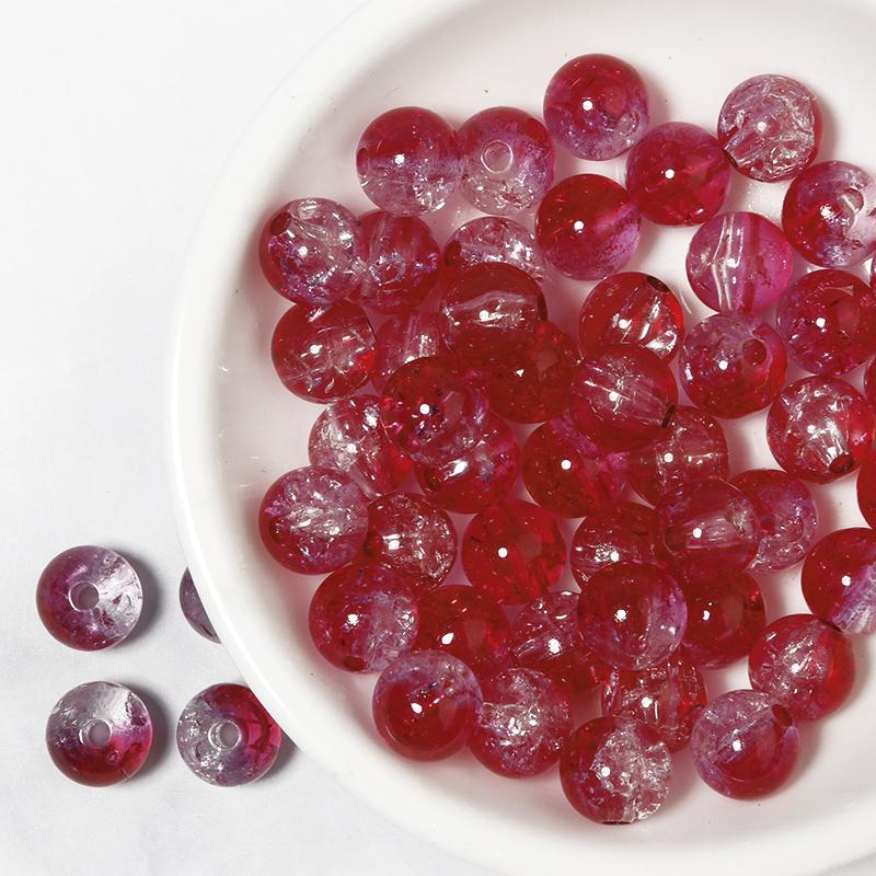 50pcs 8/10/12mm Cracked Crystal Acrylic Beads Colorful Round Loose Spacer Bead For Jewelry Making DIY Bracelet Necklace Findings