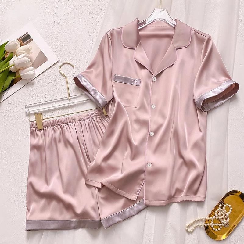 Sommerpyjama aus Eisseide im süßen Stil für Damen – kurzärmlige, coole und stylische Homewear