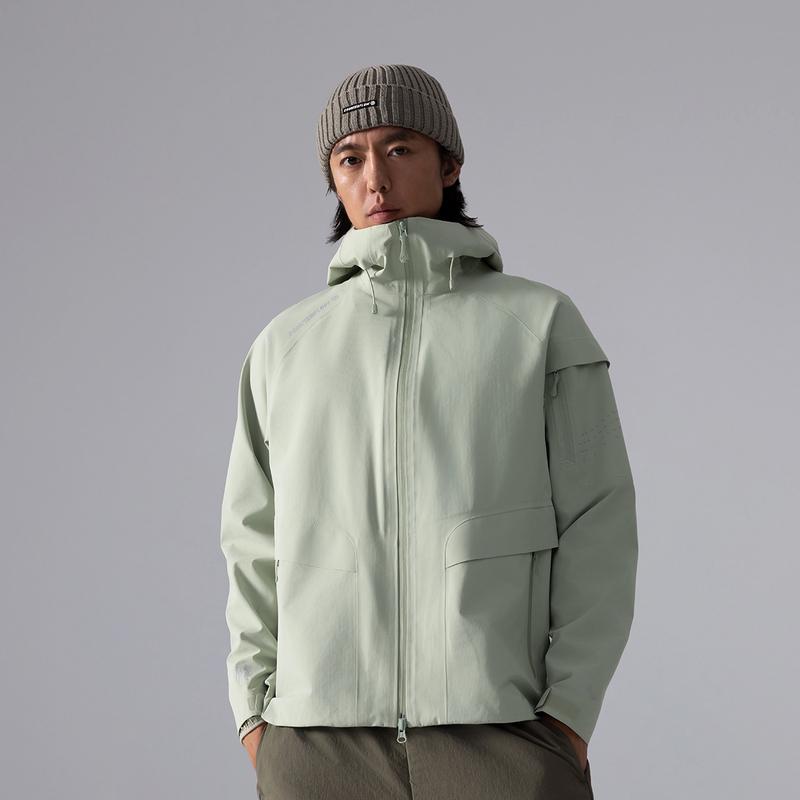 Li Ning CF Su Wan Long Jia Series Solid Color Hooded Casual Outdoor Hiking Waterproof Windproof Jacket Unisex Jacket Desert-Green AEMU047-1