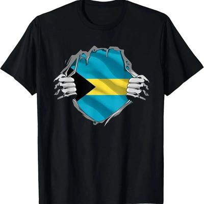 Bahamas T Shirt Super Bahamian Flag Independence Vintage Casual Comfortable Slightly Fashion Soft Homme Versatile