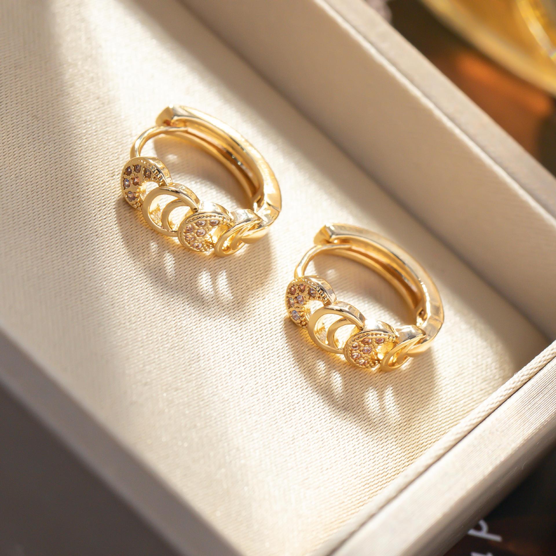 High-End Zirconia Inlaid Stud Earrings - Colorfast Women s Accessories