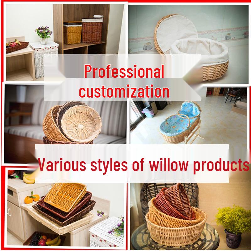 

Rattan Wicker Storage & Fruit Basket - Willow Bamboo, Supermarket Steamed Bun & Snack Box, Kindergarten Bamboo Woven Plate