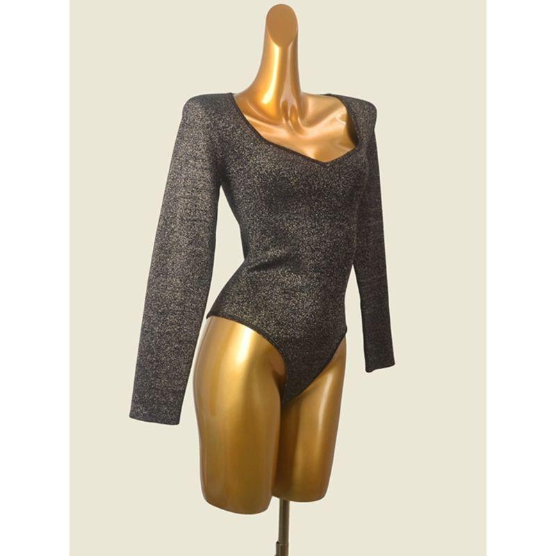 Export Single Sexy Sexy T-Shaped Bottoming Shirt Women's Fashion Ins Skinny Slimming Triangle Long Sleeve Jumpsuit