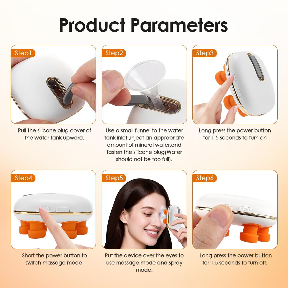 Electric Nano Steam Eye Massager 3 Modes Vibratory Atomization Rechargeable Portable Eye Moisturizing Spray Reduces Eye Fatigue