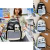 Classroom Backpack Lightweight Nylon With Letter Print And Transparent Layer Design For Teen Use
