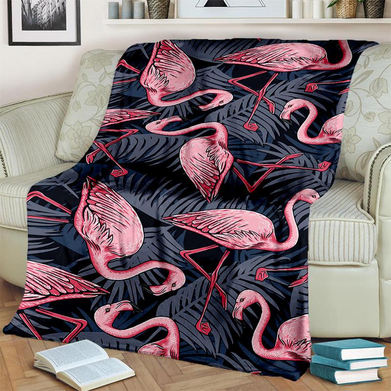 HD Pink Flamingo Bird Rainforest Cartoon Blanket,Soft Throw Blanket for Home Bedroom Bed Sofa Picnic Travel Cover Blanket Kids