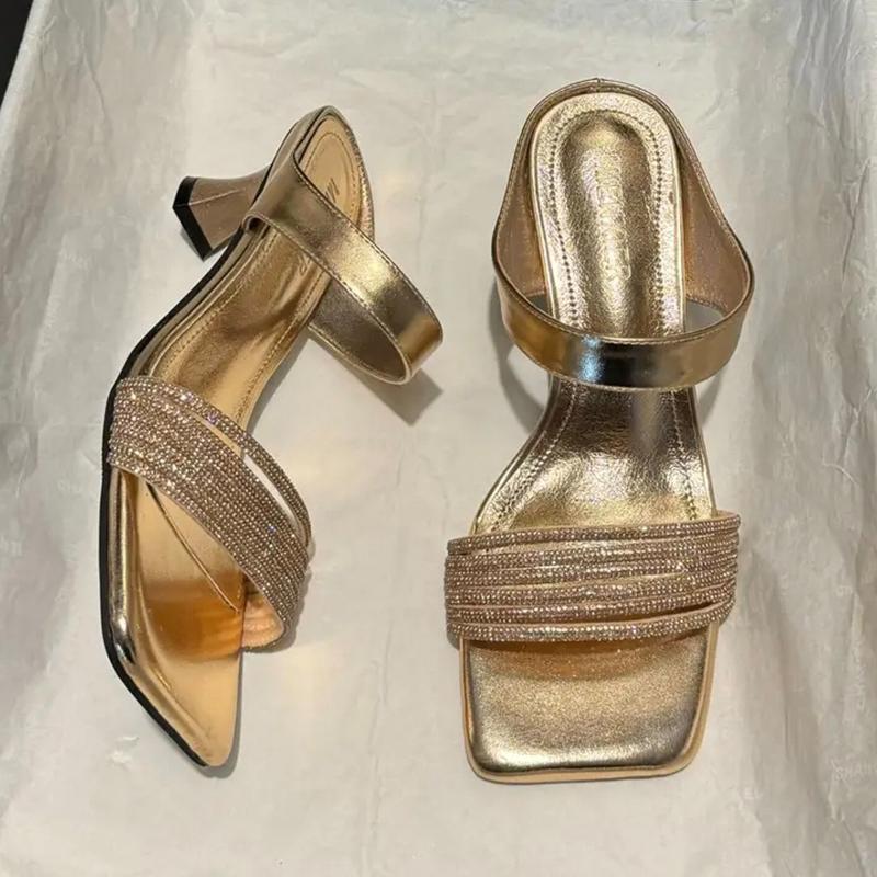 Mode High Heels Damen Hausschuhe Mode Kleiderschuhe Kristall Elegante Sandalen Sommer Damen Pumps 2025 Trend Designer Weiblich Zapatillas