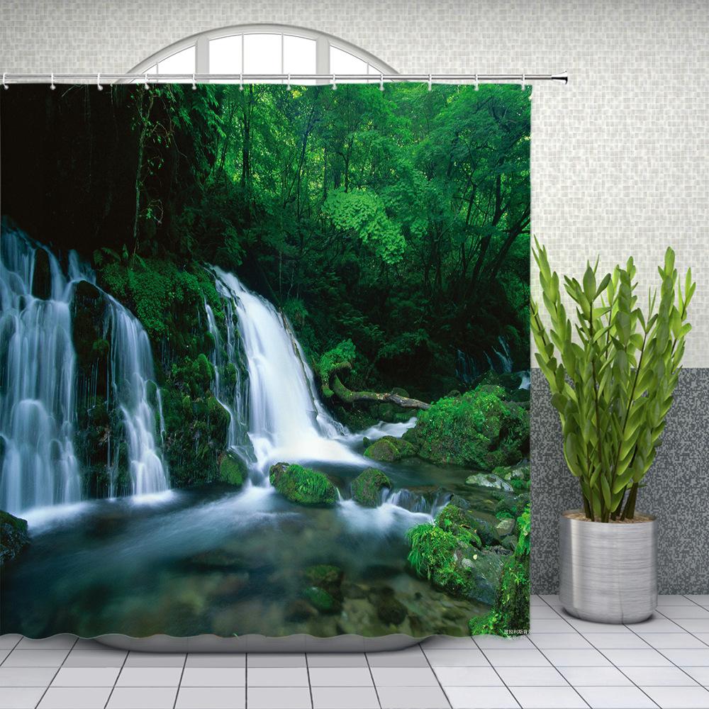 

Natural Scenery Shower Curtains Green Tree Floral Plant Landscape Pattern Spring Summer Bathroom Decor Polyester Cloth Curtain W90xH180cm(35x70 in)