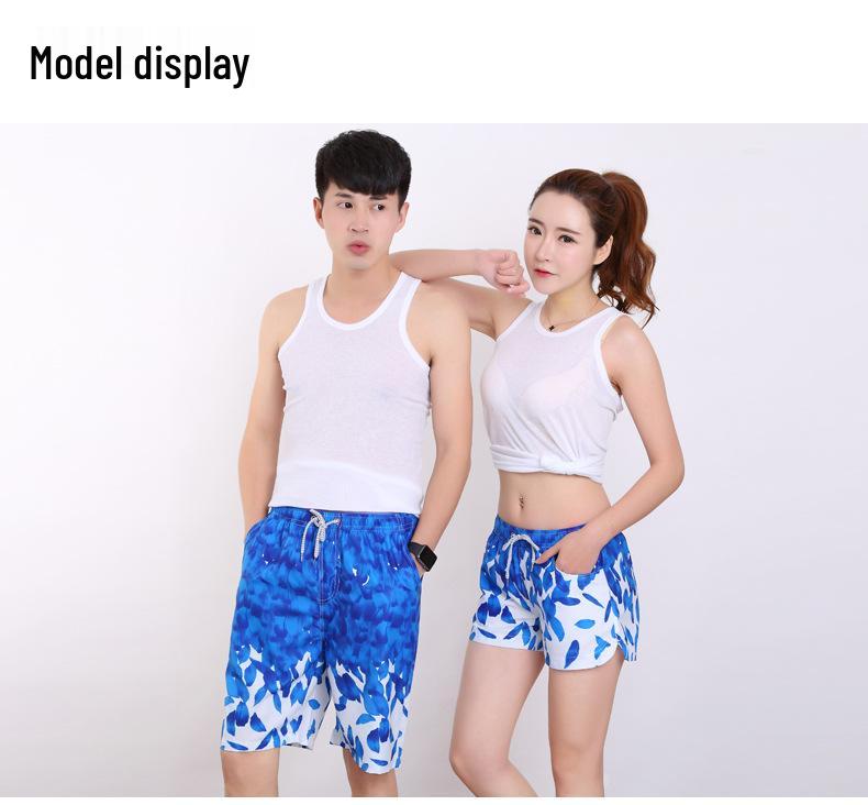 Quick-Dry Couple's Beach Shorts: Men's Breathable Swim Trunks & Women's Casual Printed Shorts