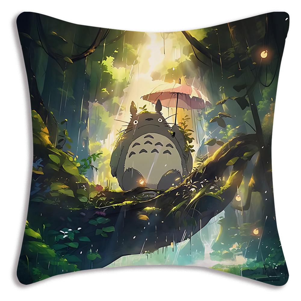 Hot Cartoon Cute Pillow Covers Cartoon Sofa Decorative Home Double-Sided Printing Short-T-Totoros Plush Cute Cushion Cover