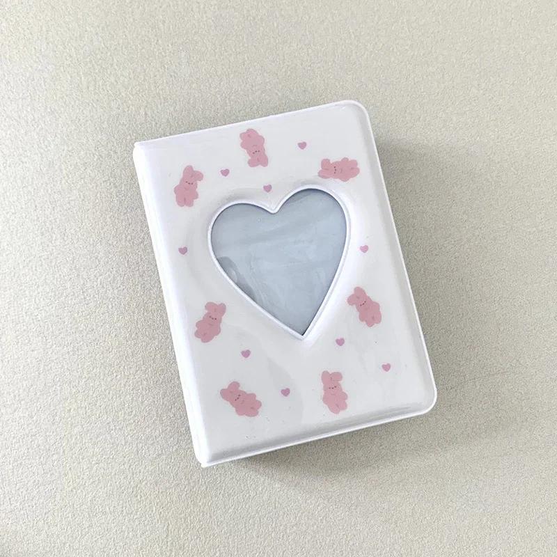 Cute Bear Photo Album 3 Inch Love Heart Hollow Picture Storage Case Kpop Card Binder Name Card Book Photocard Holder 40 Pockets