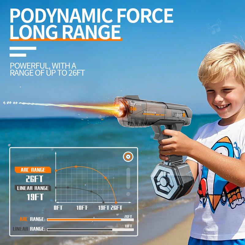 Summer Outdoor Electric Water Gun With Flash Light Rechargeable Battery Powered Children Automatic Water Spray Gun Toys For Kids