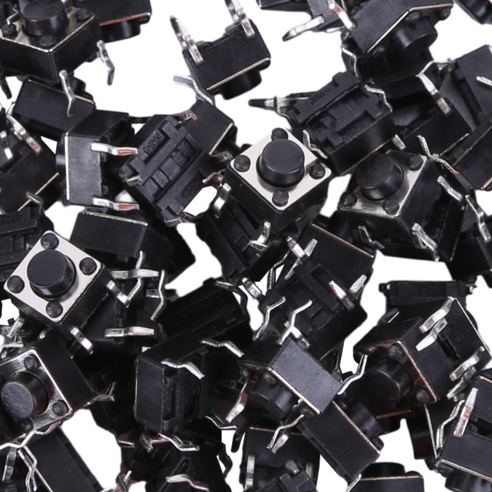 100 ks taktních spínačů, DIP 4pinové taktilní tlačítko 6x6x5mm, okamžité taktilní spínač, elektronické součástky