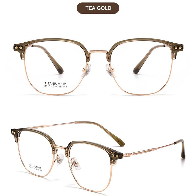 2025 New Titanium Frame Polygonal Glasses Frame Men Acetate Eyebrow Frame Fashionable Glasses Women Light Luxury Vintage Eyewear