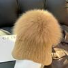 Real Rex Rabbit Hair Fox Hair Hat Thickened Fur Ear Protector Hat Cold-proof and Warm Plush Knitted Hat Baotou Hat Basin Hat