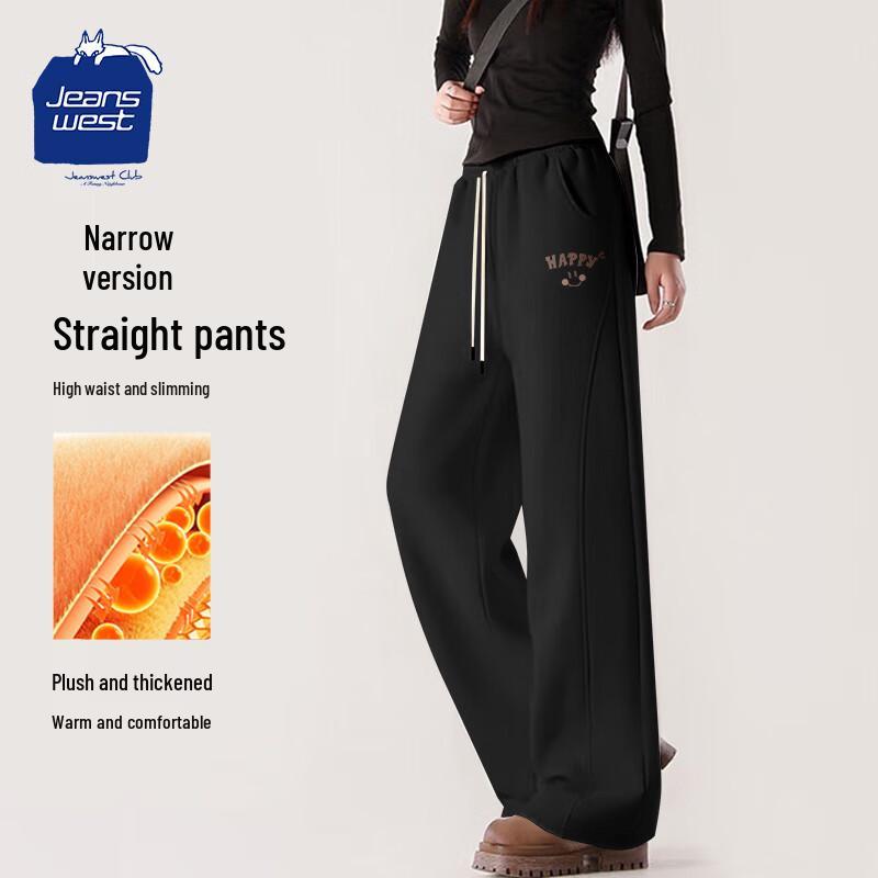 JEANSWEST CLUB Women s Fleece-Lined Casual Straight-Leg Pants M