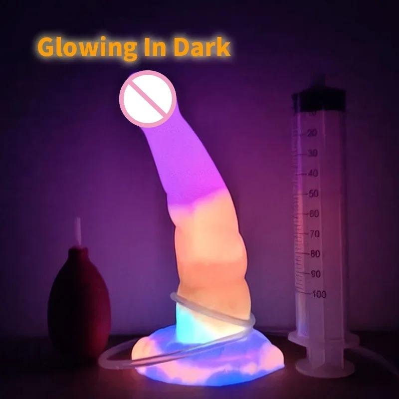 Glow-in-the-Dark Tentacle Dildo – Soft Silicone Ejaculating Cock for Women, Anal Fantasy Sex Toy with Squirting Function
