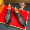 Fashion Men's Fashionable Brand Non Slip Comfortable Soft Sole Business Office Formal Attire Elegant Lace Up Casual Oxford Leather Shoes