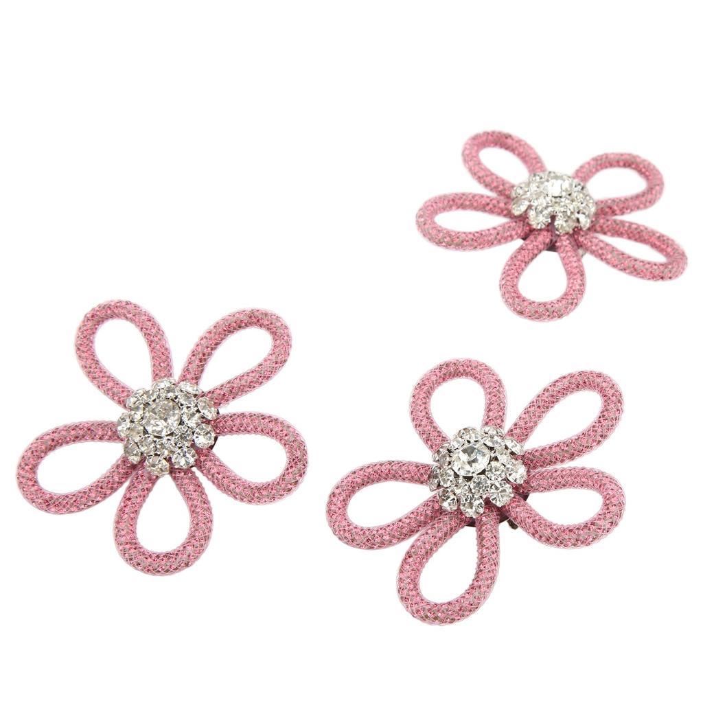 3Pcs Shoe Brooch Cute Colours 6cm Rhineston Wide Flower Shape Clothing Brooch for Shoes Bag Wedding Dress