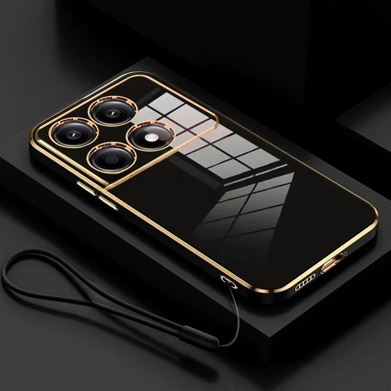 

Роскошный модный чехол с покрытием для Xiaomi 15 Ultra 14 Pro 13 12 T Poco X7 Pro X6 X5 F6 C65 C75, мягкий силиконовый чехол с ручным шнурком For Xiaomi 15 Ultra&Case & Strap чёрный