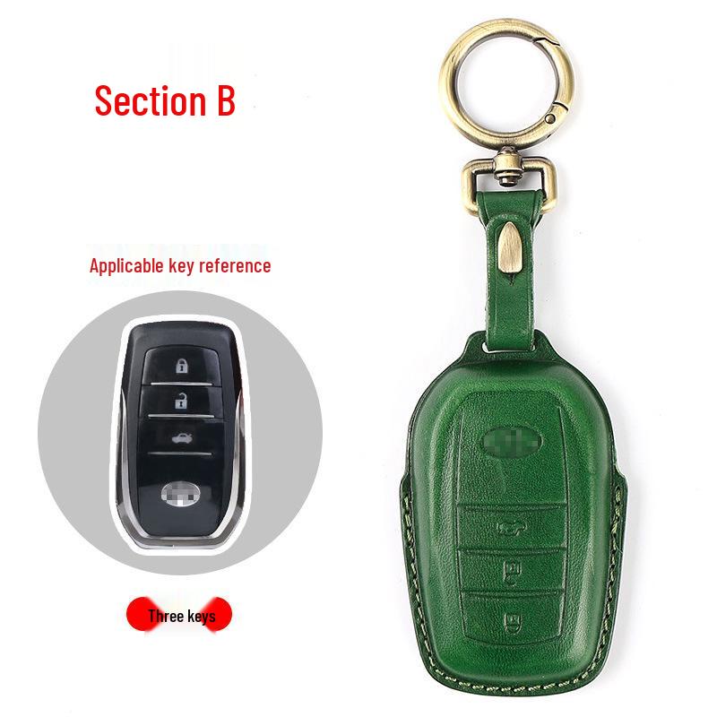 Genuine Leather Key Case for Toyota: Camry, Corolla, Highlander, RAV4, CHR, and Levin.