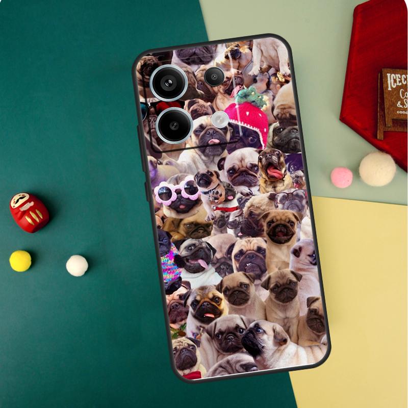 Cute Pug Dog Case For Xiaomi Redmi Note 13 11 8 9 10 12 Pro 12S 11S 10S 9S Redmi 13C 9C 10C 12C Cover
