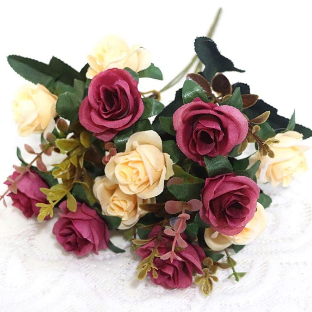 Multicolor Artificial Eucalyptus Rose Silk Simulation Plants Leaves  Wedding Ornament