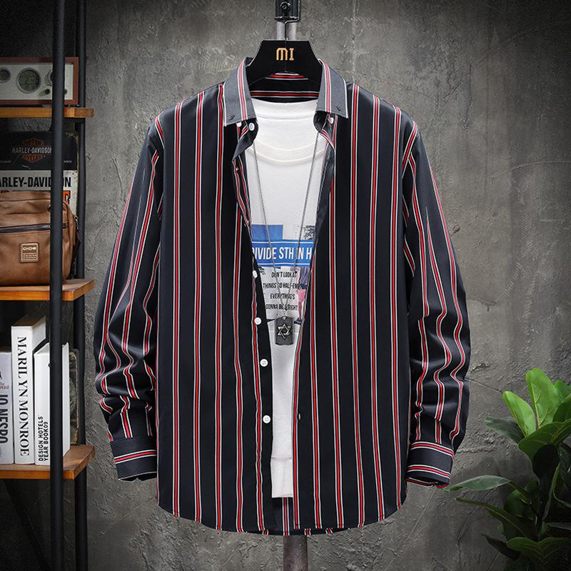 Men S Long Sleeve Striped Casual Shirt Spring Autumn