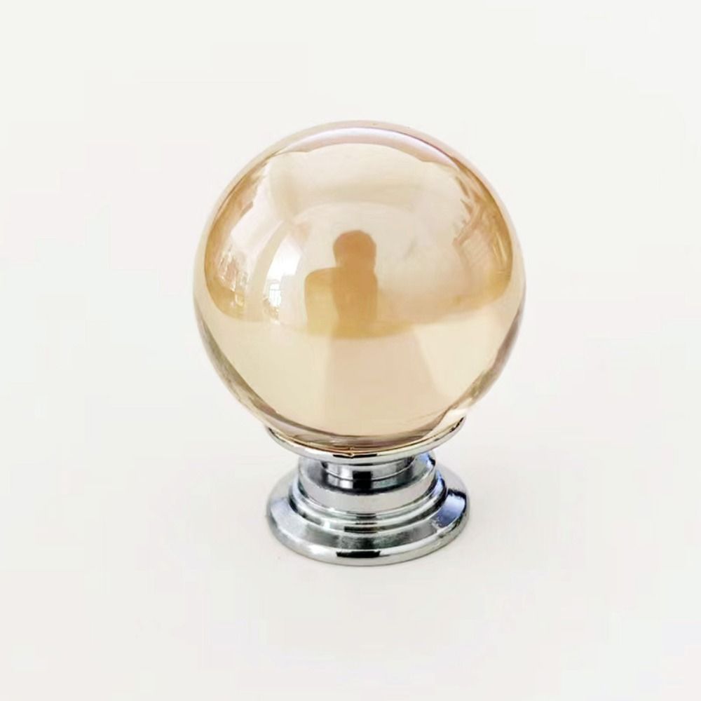 Kristallglas Möbelgriff Goldene Basis Einzelbohrung Küchenschrankknöpfe Champagner / Transparent Luxuriöse Kleiderschrankgriffe
