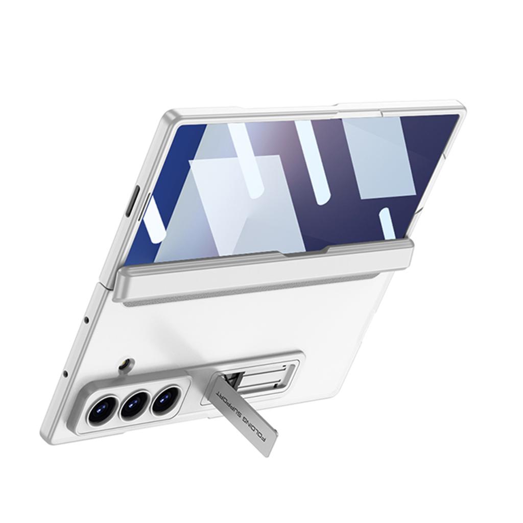 Magnetic Hinge Translucent Frosted Case for Samsung Galaxy Z Fold 7 Outer Screen Glass Holder Hard Cover for Galaxy Z Fold7 Case