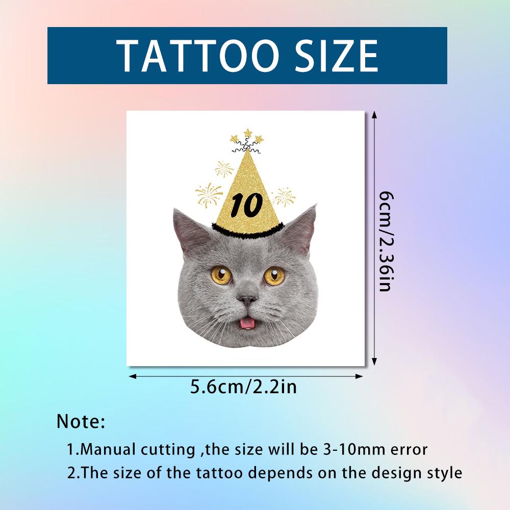 

15pcs Personalized Pet Temporary Tattoos Stickers Custom any age Pet Face Tattoos Pet Cats Themed Birthday Party Decorations