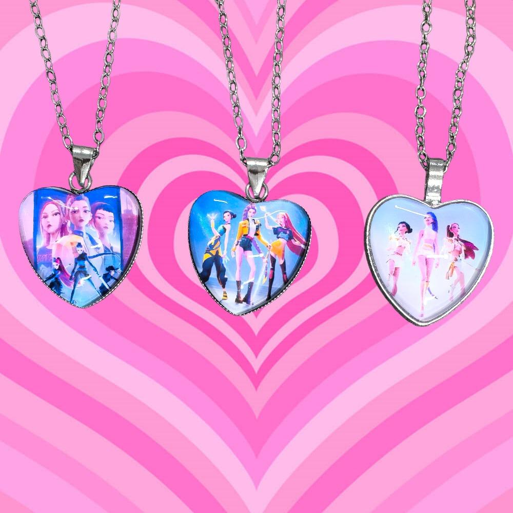 KPOP Dämonenjäger Herz Halskette - Rumi Zoey Mira Anime Film Legierung Schmuck Anhänger für Fans Geschenke
